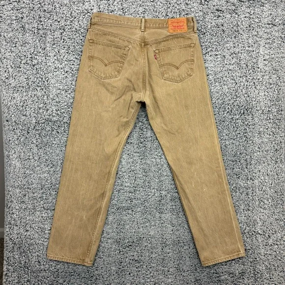 Vintage Levis 501 XX Jeans Mens 34x32 Brown Denim Button Fly Straight Leg Y2K - Picture 14 of 16